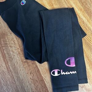 Champion women’s pink Logo and black Leggings size small